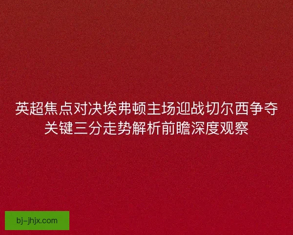 英超焦点对决埃弗顿主场迎战切尔西争夺关键三分走势解析前瞻深度观察